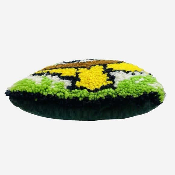 Vintage 1970s Latch Hook Mushroom 12" Throw Pillow Groovy Retro Corduroy Boho - Picture 6 of 13